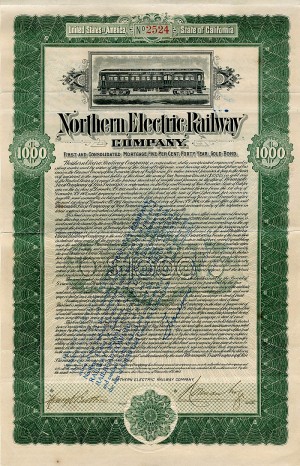 Northern Electric Railway Company - Bond (Uncanceled)
